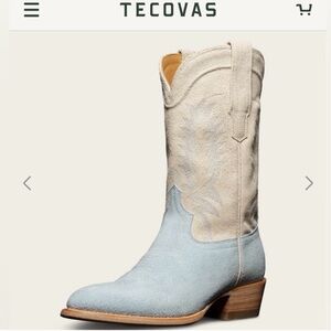 Tecovas Women's Josie Boots - Light Blue & Cream Suede